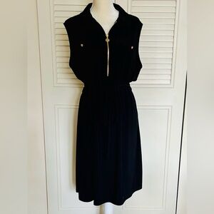 Anne Klein Black Pleated Midi Dress